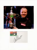 Snooker John Higgins 16x12 overall mounted signature piece includes signed album page and colour
