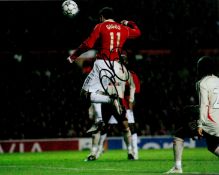 Football Ryan Giggs signed Manchester United 10x8 colour photo showing Giggs jumping to head the