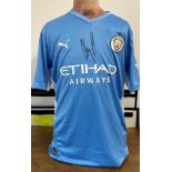 Football Ilkay Gundogan signed Manchester City replica shirt size large. ?lkay Gundogan (born 24