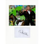 Equestrian Nick Skelton 16x12 overall mounted signature piece includes a signed album page and a