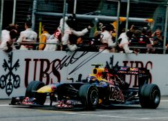 Motor Racing Mark Webber Hand signed 10x8 Colour Photo Showing Webber in his Red Bull Race Car