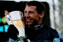 Motor Racing Richard Johnson Signed 12x8 Colour Photo Showing Johnson beaming with joy after winning