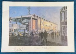 Football Colin Bell and Mike Summerbee signed 24x16 print Full Time at Maine Road by the artist