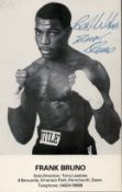 Boxer Frank Bruno Hand signed Black and White Photo. Signed in blue biro pen. Good Signature of a