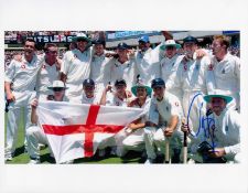 Cricket Alec Stewart signed England 10x8 colour team photo. Alec James Stewart OBE (born 8 April