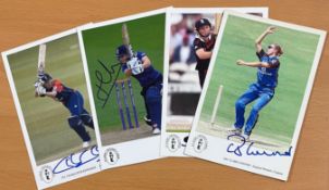 England Ladies Cricket collection 4 signed 6x4 colour photo cards includes legends Charlotte