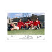 Autographed Man United 16 X 12 Limited Edition Col, Depicting Pat Crerand, Willie Morgan And John