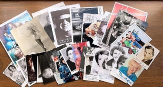 Actors and Entertainers signed collection, approx 30 signed photos of a variety of sizes, b/w and
