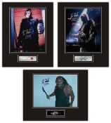 Set of 3 Stunning Displays! Kane Hodder hand signed professionally mounted displays. This