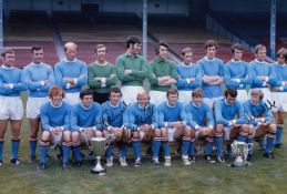 Autographed Man City 12 X 8 Photo - Col, Depicting Manchester City's Squad Of Players Posing With