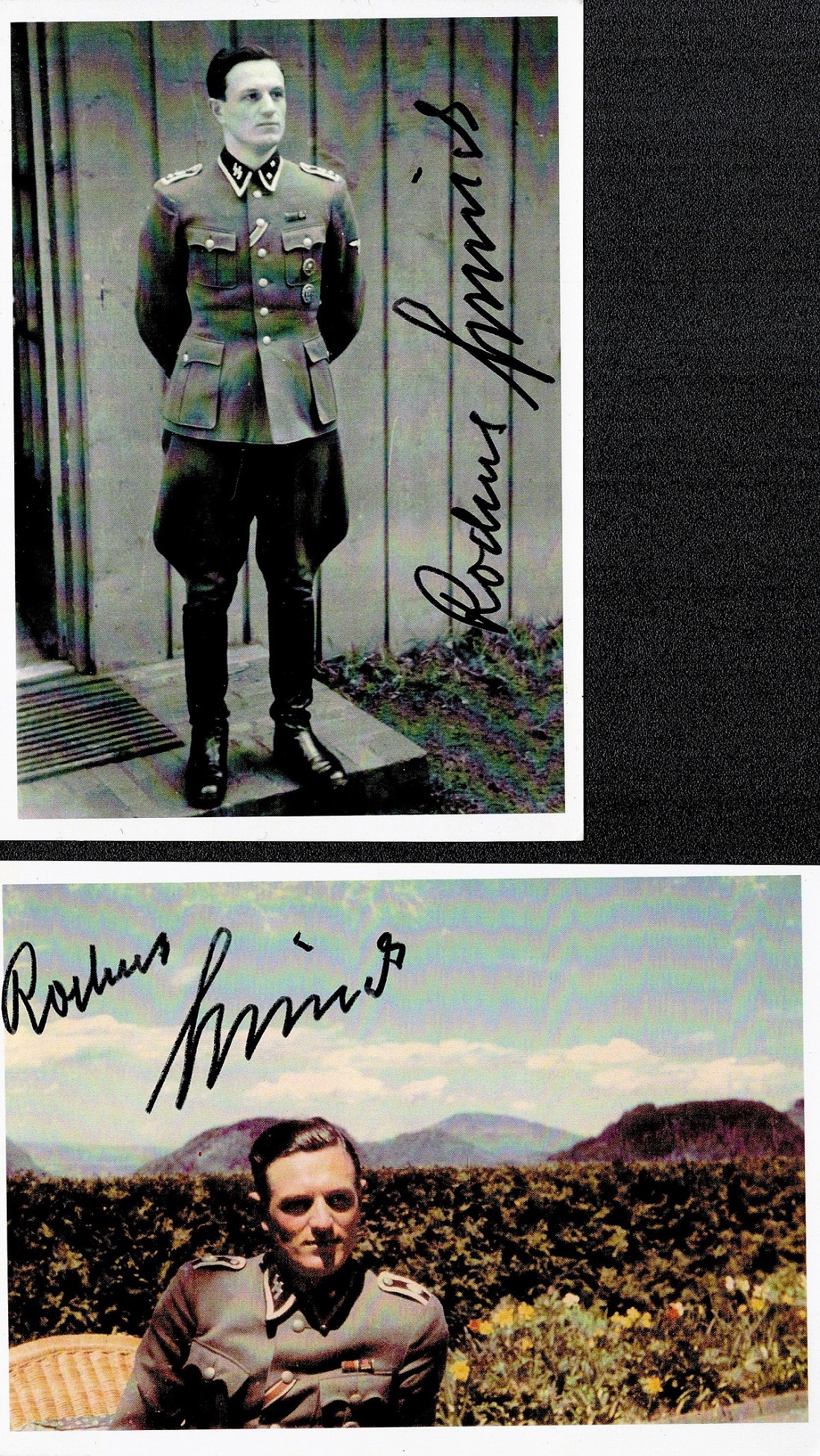 WWII, Rochus Misch set of 2 signed 6x4 photographs. Both photographs are in great condition and