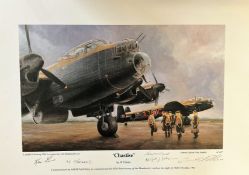 WW2 JP Tibbles Multi Signed Colour 23x16. 5 Overall size. Print Titled 'Chastise' Limited Edition of