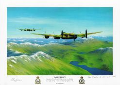 WW2 Keith Aspinall Multi Signed Colour 16x12 Print Titled 'Target Tirpitz'. Hand signed in pencil by