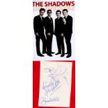 THE SHADOWS vintage Album Page fully signed by Hank Marvin, Bruce Welch, Brian Bennett and John