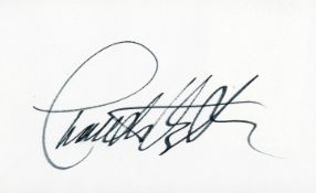 Actor, Charlton Heston vintage signed 5x3 white card. Heston (born John Charles Carter; October 4,
