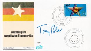 Politics, Tony Blair signed commemorative cover for Completion of the European Single Market. Double