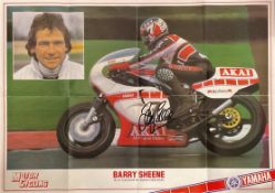 Motor Bike Racing, Barry Sheene signed 28x20 1981 GP Challenger poster picture Sheene in action on a