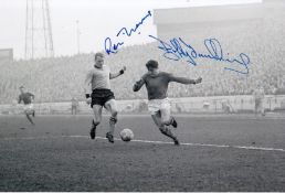 Autographed RON FLOWERS / BOBBY TAMBLING 12 x 8 photo - B/W, depicting Tambling of Chelsea and