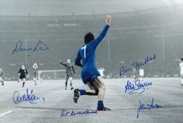 Autographed Man United 12 X 8 Photo - Colorized, Depicting An Iconic Moment As George Best Turns