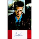 BRAD PITT Actor signed card with Fight Club 8x10 Photo. Good condition. All autographs come with a