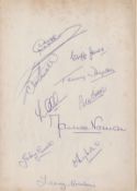 Football, Tottenham Hotspurs vintage signed team sheet page signed by iconic football stars from the