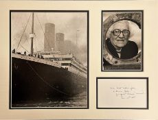 Titanic Survivor, Millvina Dean matted signature piece featuring a 10x8 black and white photograph