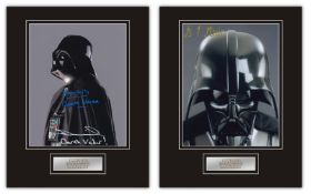 Set of 2 Stunning Displays! Star Wars Darth Vader hand signed professionally mounted displays.