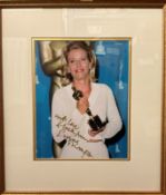 Emma Thompson Hand signed 10x8 Colour Photo in Wooden Frame. Overall Size is 16x14. Signed in Gold