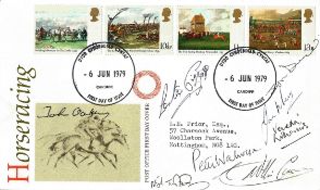 Multi-signed Horseracing FDC. Signed by 8. Signatures include Lester Piggott, John Dunlop, Venetia