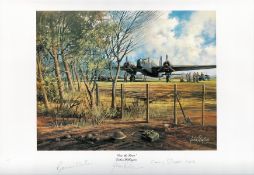 WW2 John Rayston 17x14 Colour Print Titled 'Over The Fence'-Vickers Wellington. Multi-Signed