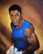 Boxing, Anthony Joshua signed fine art canvas 19x15 print. Created by the artist Josephine M Tobitt,