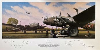 WW2 Richard Taylor Limited Edition 43/85 Multi Signed Colour 24x12 Print Titled 'Bombing Up Tommy-