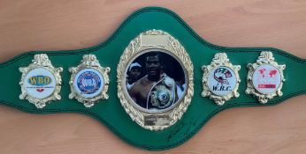 Boxing, Riddick Bowe signed limited edition World Championship belt number 12 of 14. With a clear