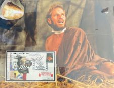 CHARLTON HESTON (1923-2008) Hollywood Actor signed First Day Cover mounted with 14x18 Planet Of