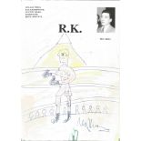 Reggie Kray hand drawn and signed illustration on HMP Maidstone headed A4 paper featuring a boxer in