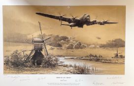 WW2 Robert Taylor Limited Edition 17/225 Multi Signed Colour 22x14 Print Titled 'Inbound to Target'.