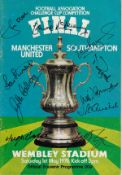 Autographed Southampton V Man United Programme, Fa Cup Final At Wembley In 1976, Signed To The Front