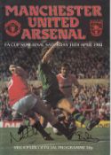 Autographed Man United V Arsenal Programme, Fa Cup Semi-Final At Villa Park In 1983, Signed To The