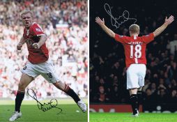 Autographed Paul Scholes Set Of 16 X 12 Photos - Col, Depicting The Man United Midfielder