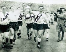 Tottenham Hotspur 1961 FA Cup winners multi signed 10x8 black and white photo signatures include