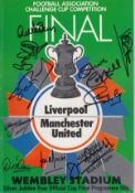 Autographed Man United V Liverpool Programme, Fa Cup Final At Wembley In 1977, Signed To The Front