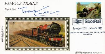 Artist Terence Cuneo signed 1985 Benham small silk Royal Scot Railway FDC. Good condition. All