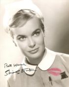 007 Bond girl Shirley Eaton signed and physically kissed Carry On Nurse comedy movie photo to