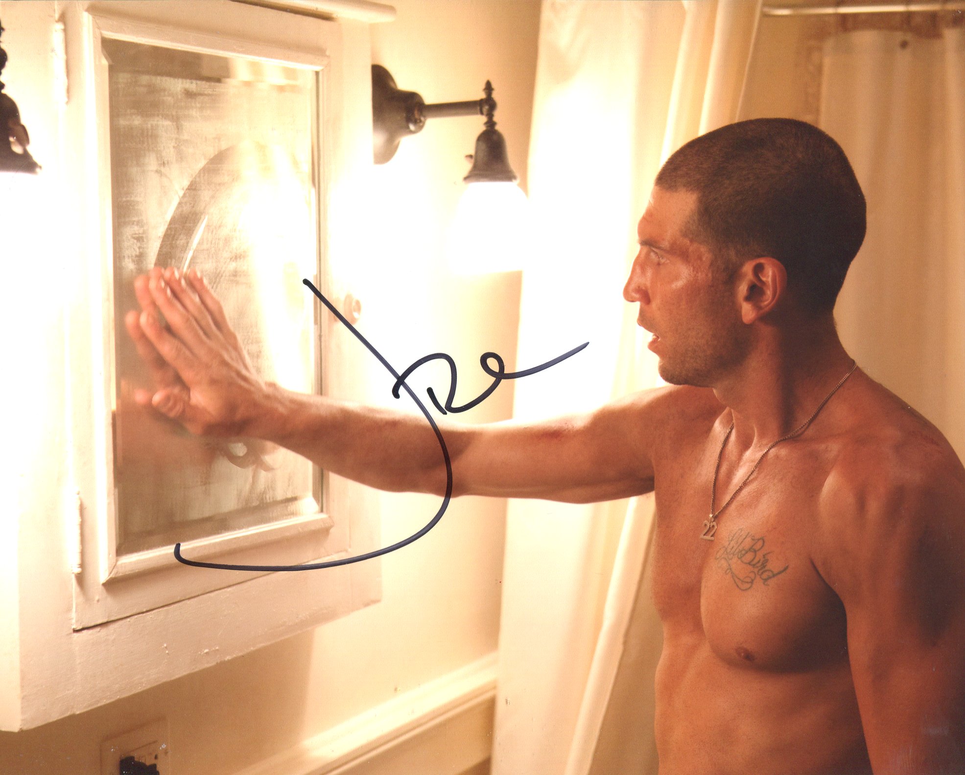 Jon Bernthal signed 8x10 photo as The Punisher. Good condition. All autographs come with a