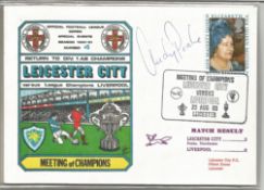 Football Andy Peake signed Leicester City v Liverpool Meeting of Champions FDC PM 23 Aug 80