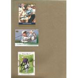 Golf, collection of 3 signed trading cards including Lanny Wadkins, Steve Stricker and Michael