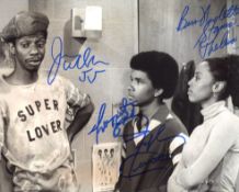 Good Times American sitcom photo signed by actor Jimmy Walker and two other cast members from the