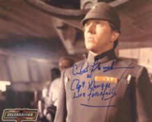 Star Wars 8x10 photo signed by actor Christopher Muncke who played Captain Khurgee. Good