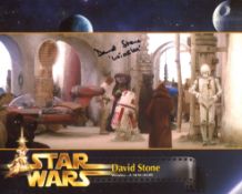 Star Wars 8x10 photo from A New Hope, signed by actor David Stone as Wioslea. Good condition. All