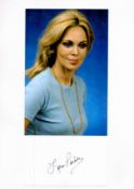Lara Parker signature piece includes signed 6x4 album page and 8x6 colour photo fixed to A4 sheet.